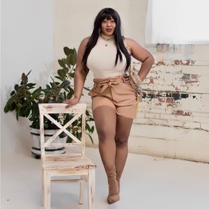 Tan Zara leather shorts XL